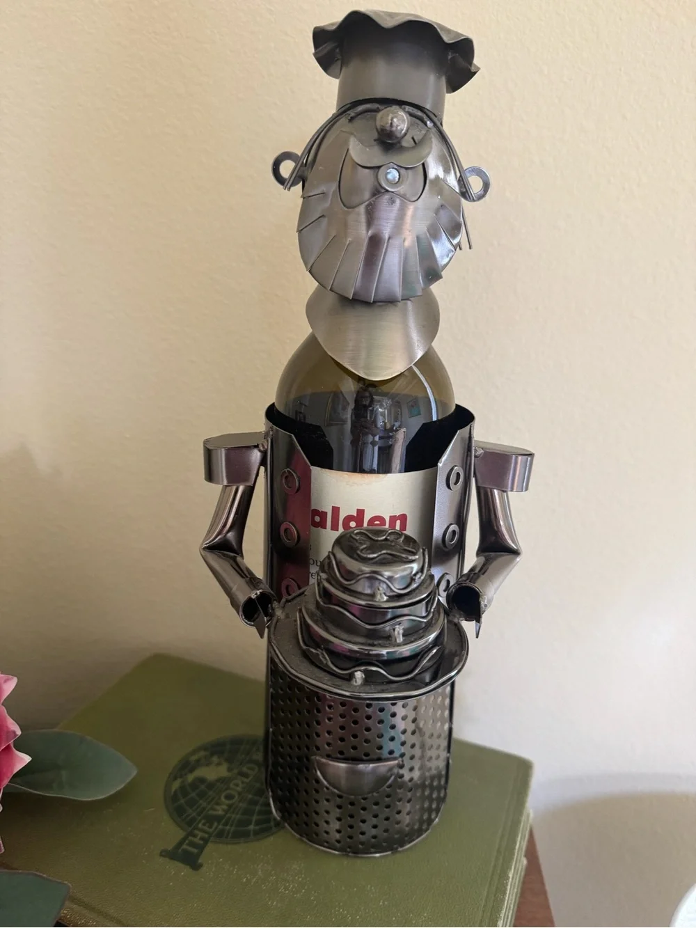 Metal Wine Bottle Holder. WINE BOTTLE NOT INCLUDED!